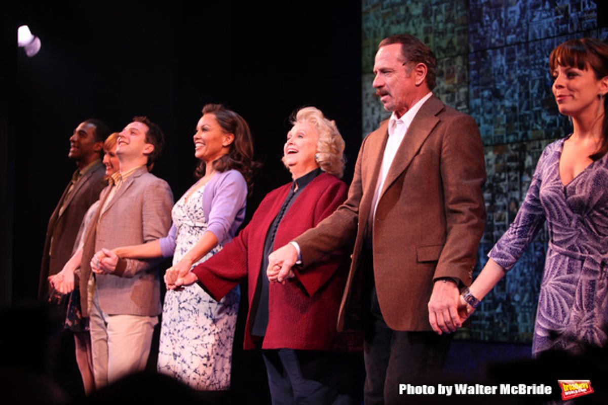 Euan Morton, Vanessa Williams, Barbara Cook, Tom Wopat & Leslie Kritzer taking a bow during the Broadway Opening Night Curtain Call for SONDHEIM on SONDHEIM at Studio 54 in New York City. April 22, 2010 at 