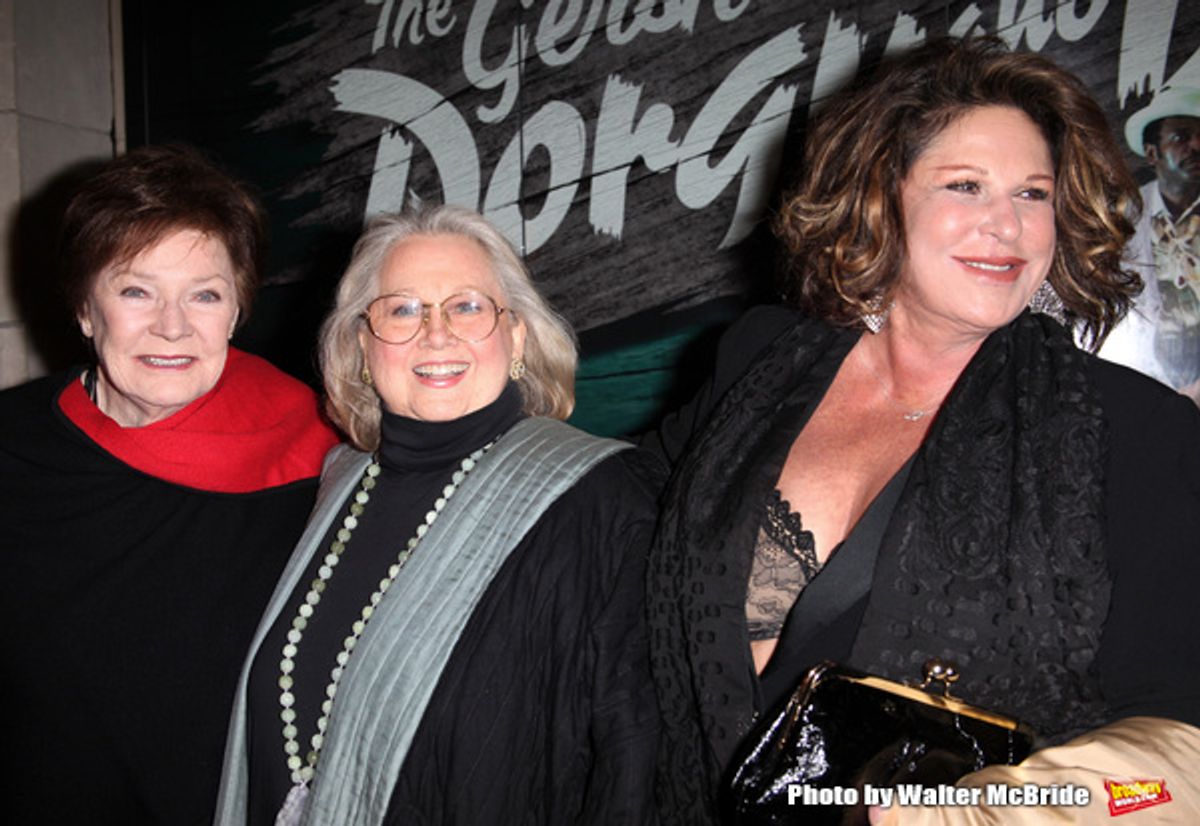 Polly Bergen, Barbara Cook and Lainie Kazan.attending the Opening Night Performance of 'The Gershwins' Porgy & Bess' at the Richard Rodgers Theatre in New York City. 1/12/2012 at 