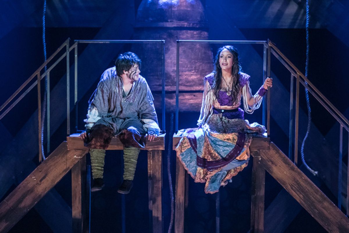 Haden Rider as Quasimodo and Julissa Sabino as Esmeralda in HUNCHBACK. Photo by Da...
 at 