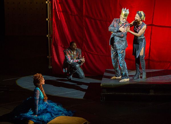 (from left) Talley Beth Gale as Ophelia, Grantham Coleman as Hamlet, Michael Genet as Photo