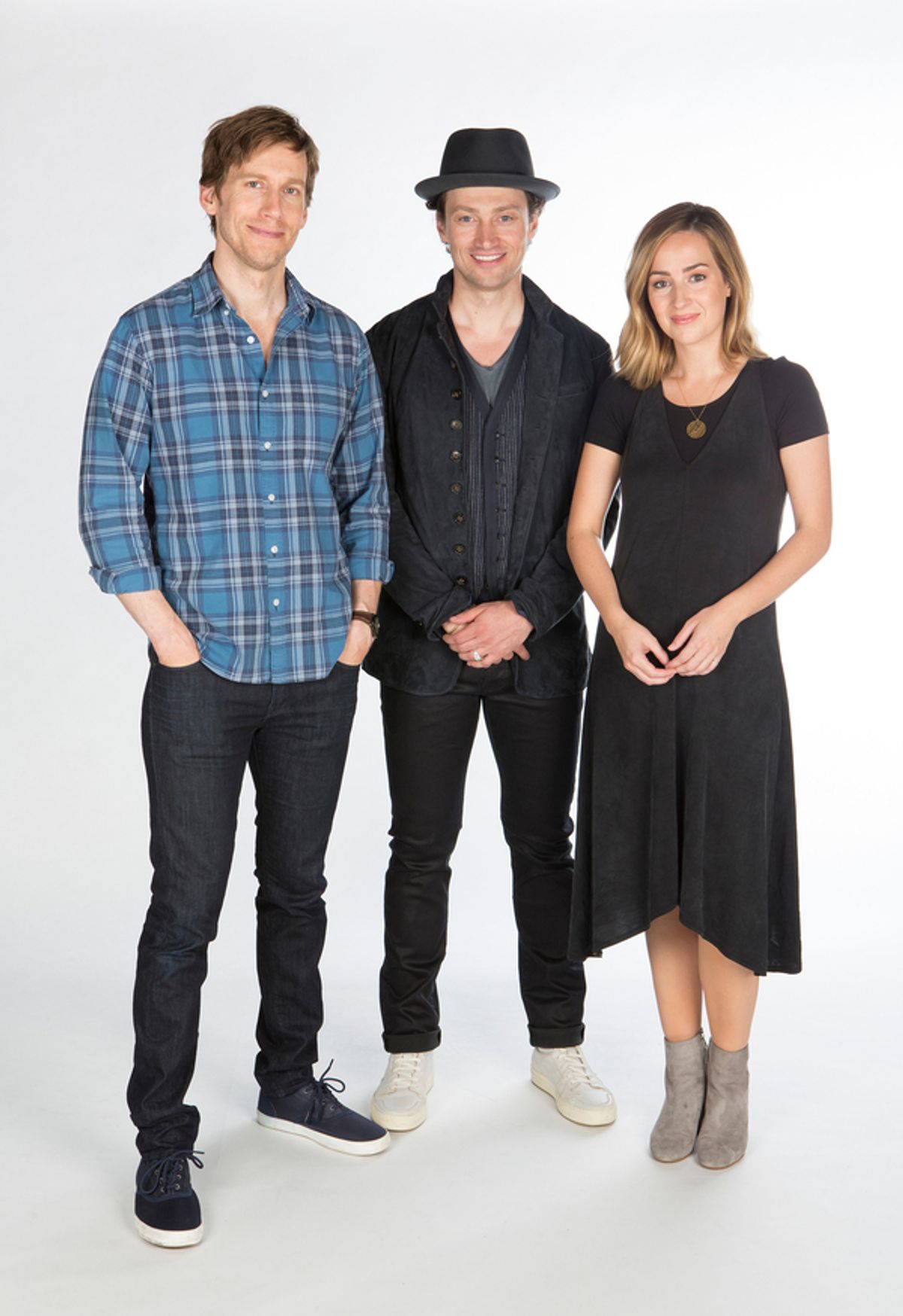 Andrew Samonsky, Bryce Pinkham, and Hannah Elless at 