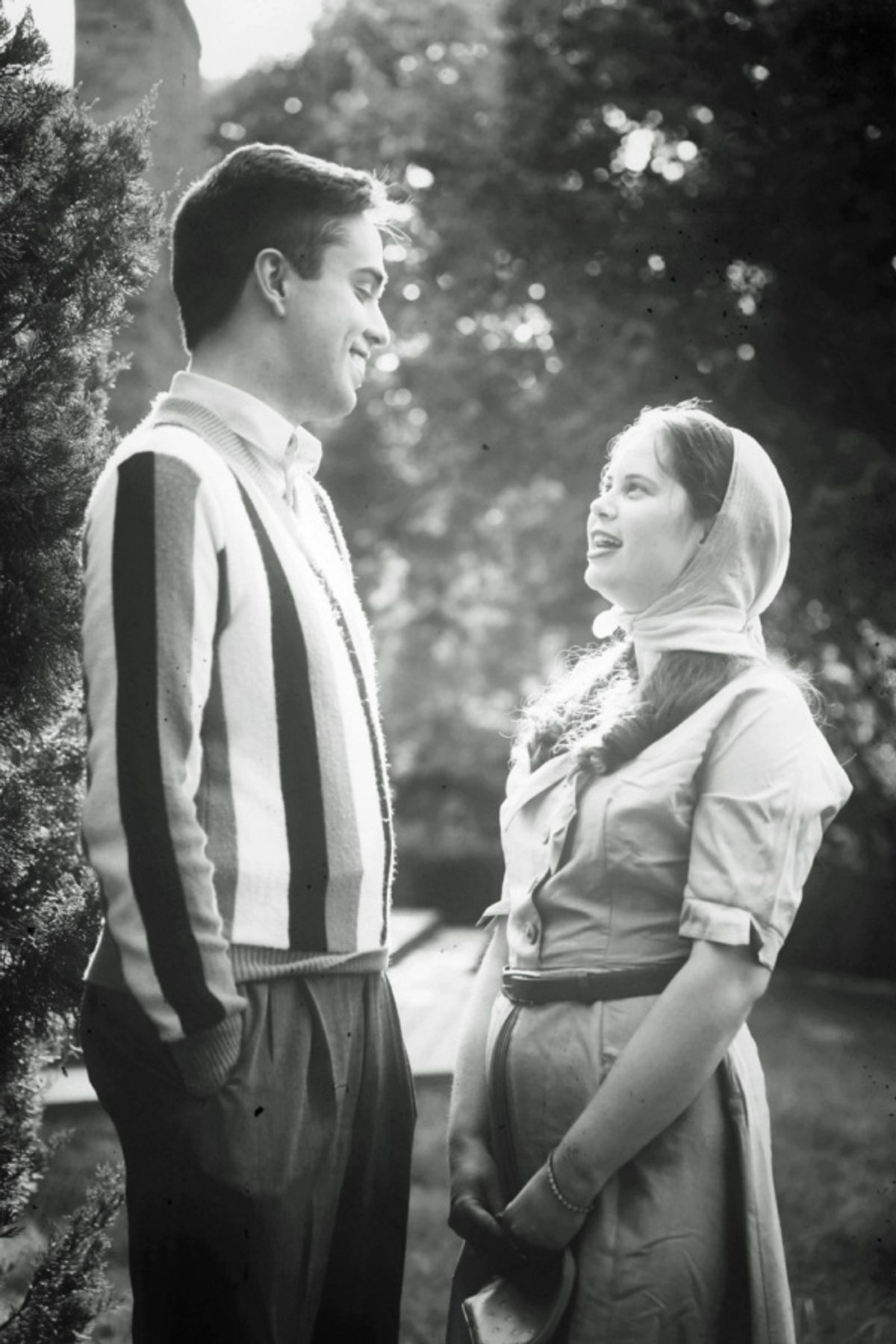 Charlotte Gilman as young Edie Beale, with Hunter Hawkins as Joseph Kennedy, Jr., in the Barn Players production of Grey Gardens. Photo credit: Michael Ong. at 
