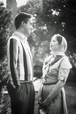 Charlotte Gilman as young Edie Beale, with Hunter Hawkins as Joseph Kennedy, Jr., in  Photo