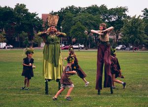 â€"Mother Earthâ€ (left to right) Katie Mazzini and Dana Murphy as the Mothe Photo