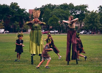 â€œMother Earthâ€ (left to right) Katie Mazzini and Dana Murphy as the Mothe Photo