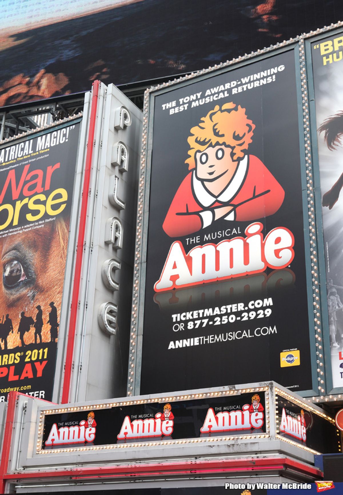 Theatre Marquee unveiled for 'Annie' - with Music by Charles Strouse, Lyrics by Martin Charnin, and Book by Thomas Meehan - Directed by James Lapine  at the  Palace Theatre, New York City on 9/21/2012. at 