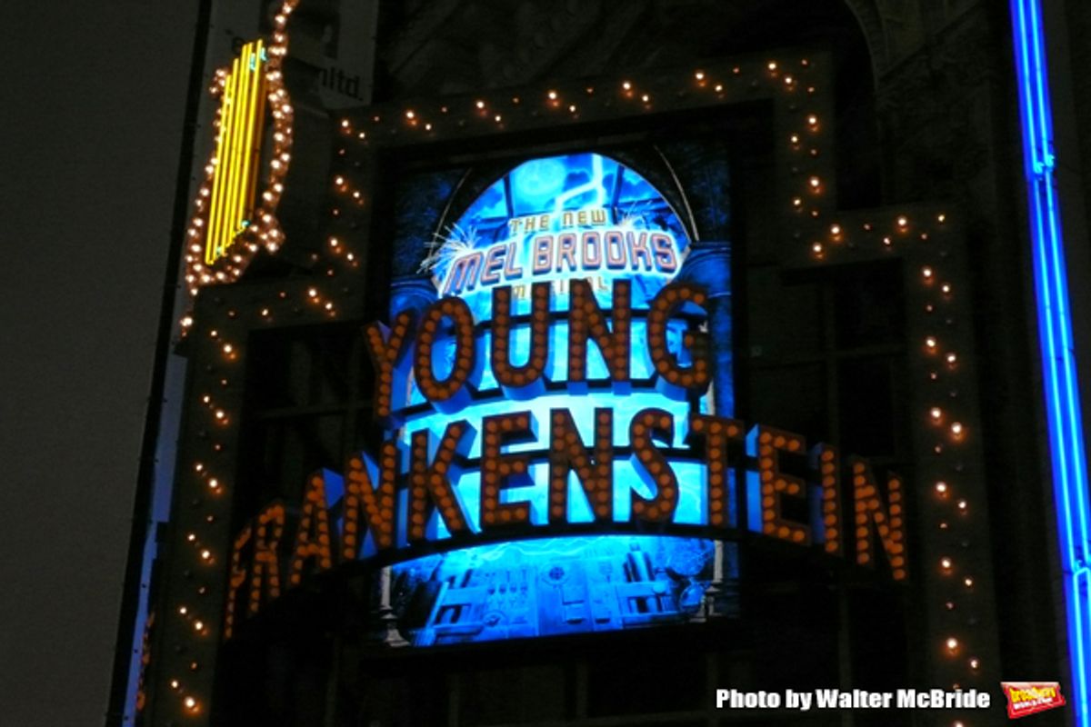 Theatre Marquee - The musical Young Frankenstein, which features music by Mel Brooks, book by Brooks and Thomas Meehan based on Brooks' 1974 film, and direction and choreography by Susan Stroman. Hilton Theatre in New York City. October 27, 2007. at 