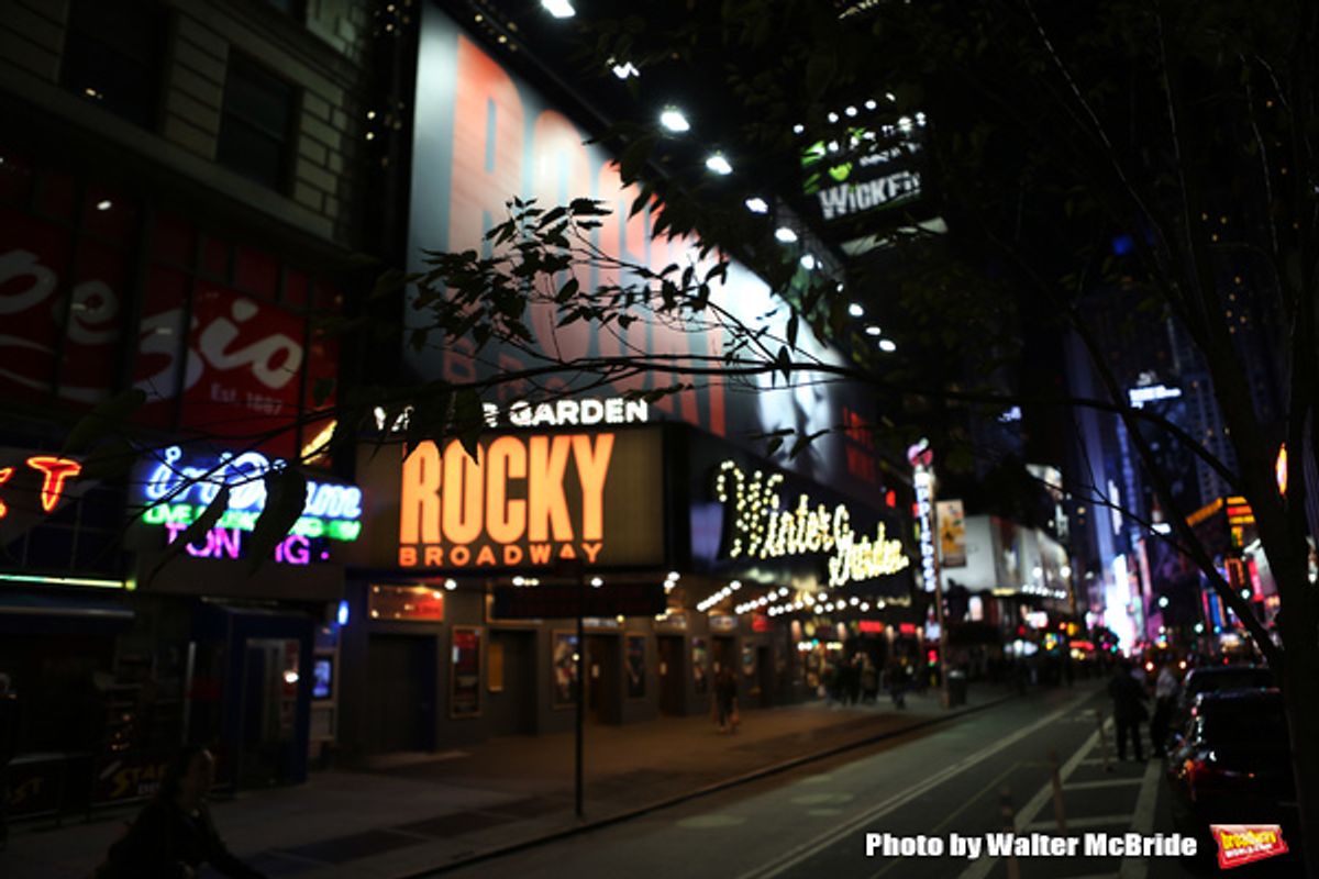 Theatre Marquee for 'Rocky Broadway' - on October 28, 2013 at The Winter Garden Theatre in New York City.
The Sylvester Stallone film has inspired an innovative new stage production from director Alex Timbers , book writer Thomas Meehan and songwriting te at 
