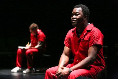 (foreground) GIL FAISON as Brownsville; (background) JEFFREY BLAIR CORNELL as Maine Photo