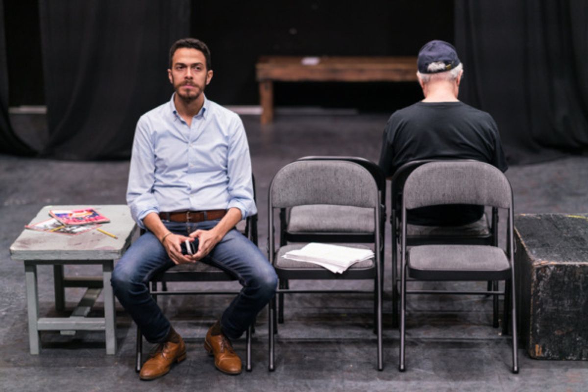 In the rehearsal room with Ten Bones Theatre Company's In a Little Room with actors Luis-Daniel Morales & David Triacca

Photo credit Zachary Zirlin Photography at 