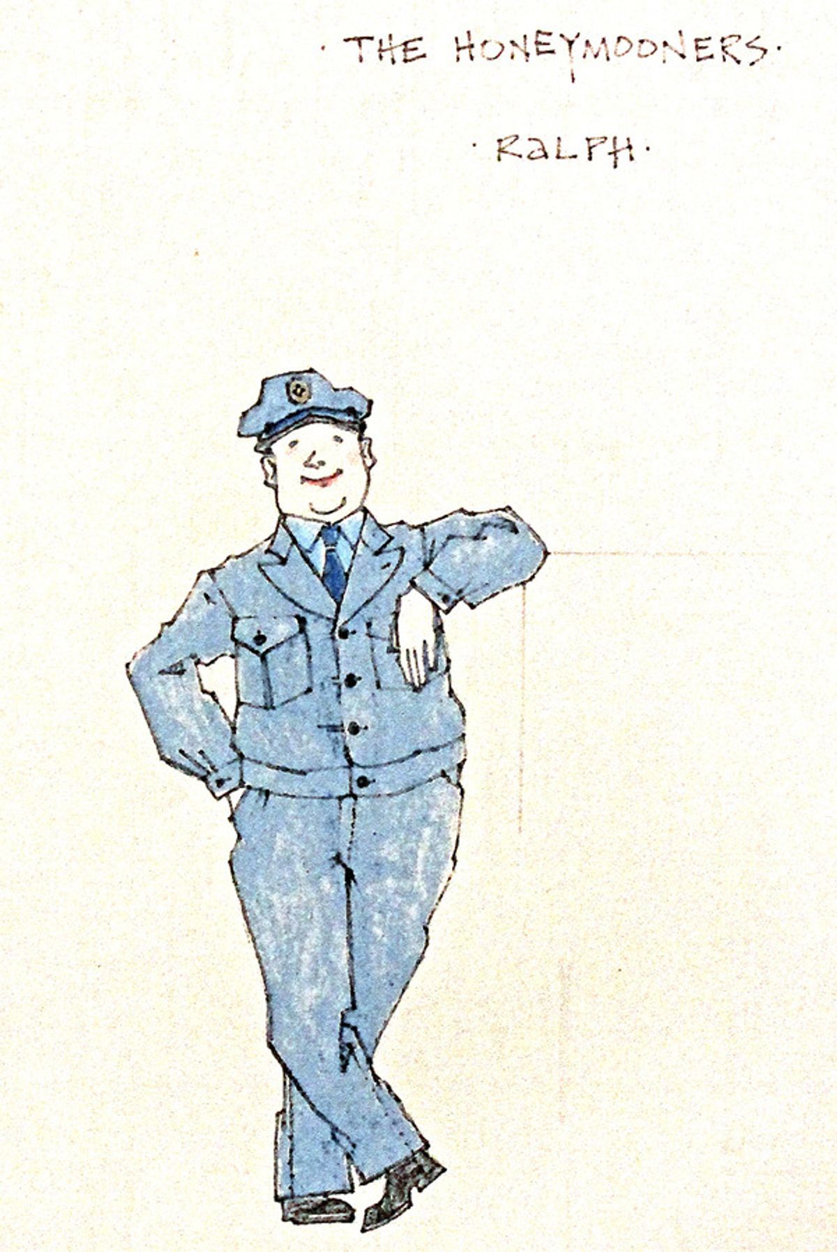 Ralph Kramden costume rendering by Jess Goldstein at 