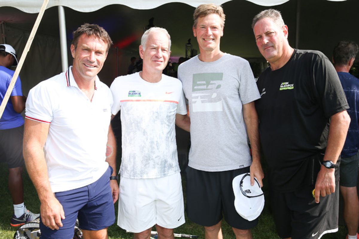 Pat Cash, John McEnroe, Peter Fleming, Fritz Buehning at 