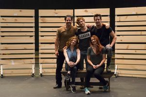 POTP Principal Cast: Seated, Kate Morgan Chadwick (Rebecca), Jayme Lake (Josie) JT Hodges (Jake) Daniel David Stewart (Hirsh) and Harley Jay (Sean). Photo Credit: Derrick Minyard/TPAC @ BroadwayWorld POTP Principal Cast: Seated, Kate Morgan Chadwick (Rebecca), Jayme Lake (Josie) JT Ho Photo