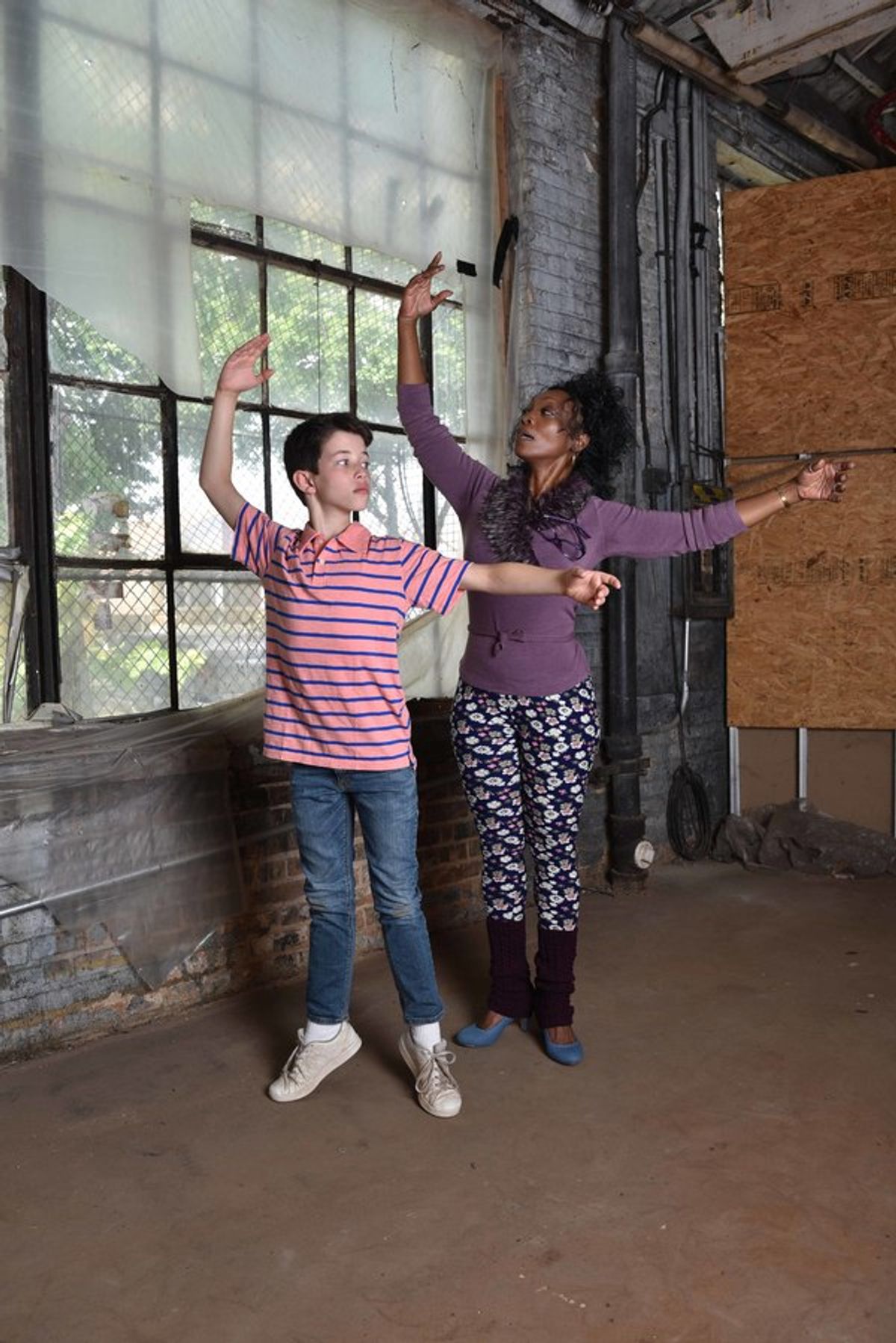 (L to R) Jacob Kaiser and ShanÃ©sia Davis as â€"Billy Elliotâ€ and â€"Mrs. Wilkinsonâ€  at 