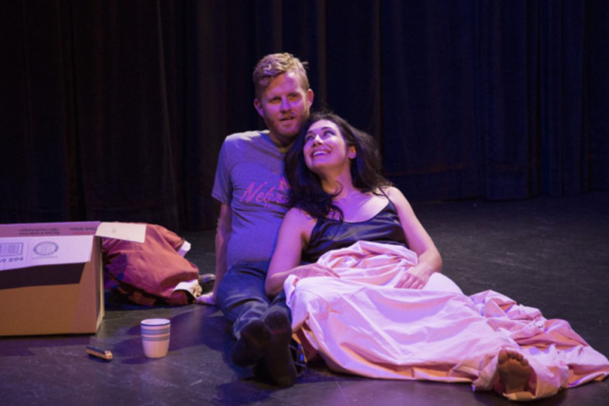 Joseff Stevenson and Michelle Jasso in Kenneth Jones' new play Hollywood, Nebraska, getting a workshop production Sept. 8-16, 2017, at Wyoming Theater Festival in Sheridan, WY. Scott Alan Evans directs. Photo by Dennis Jacobs. wyotf.com at 