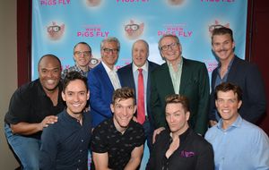 Ed Goldschneider, Mark Waldrop, Joshua Goodman, Bob Mackie and Denis Jones join the cast-Frank Viveros, Jacob Hoffman, Taylor Crousore, Brian Charles Rooney and Jordan Ahnquist @ BroadwayWorld Ed Goldschneider, Mark Waldrop, Joshua Goodman, Bob Mackie and Denis Jones join the c Photo