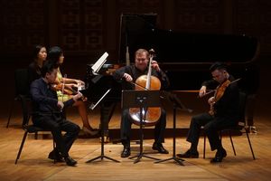 Yuja Wang with Jing Wang, Richard Bamping and Andrew Ling Photo