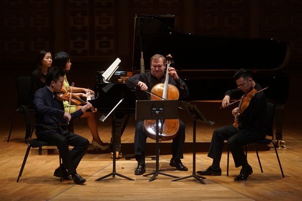 Yuja Wang with Jing Wang, Richard Bamping and Andrew Ling Photo