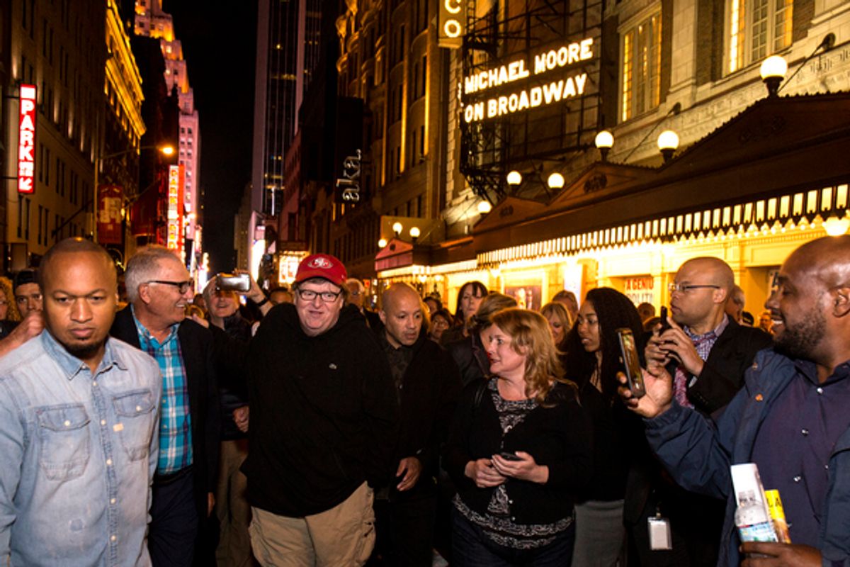 Michael Moore and audience at 