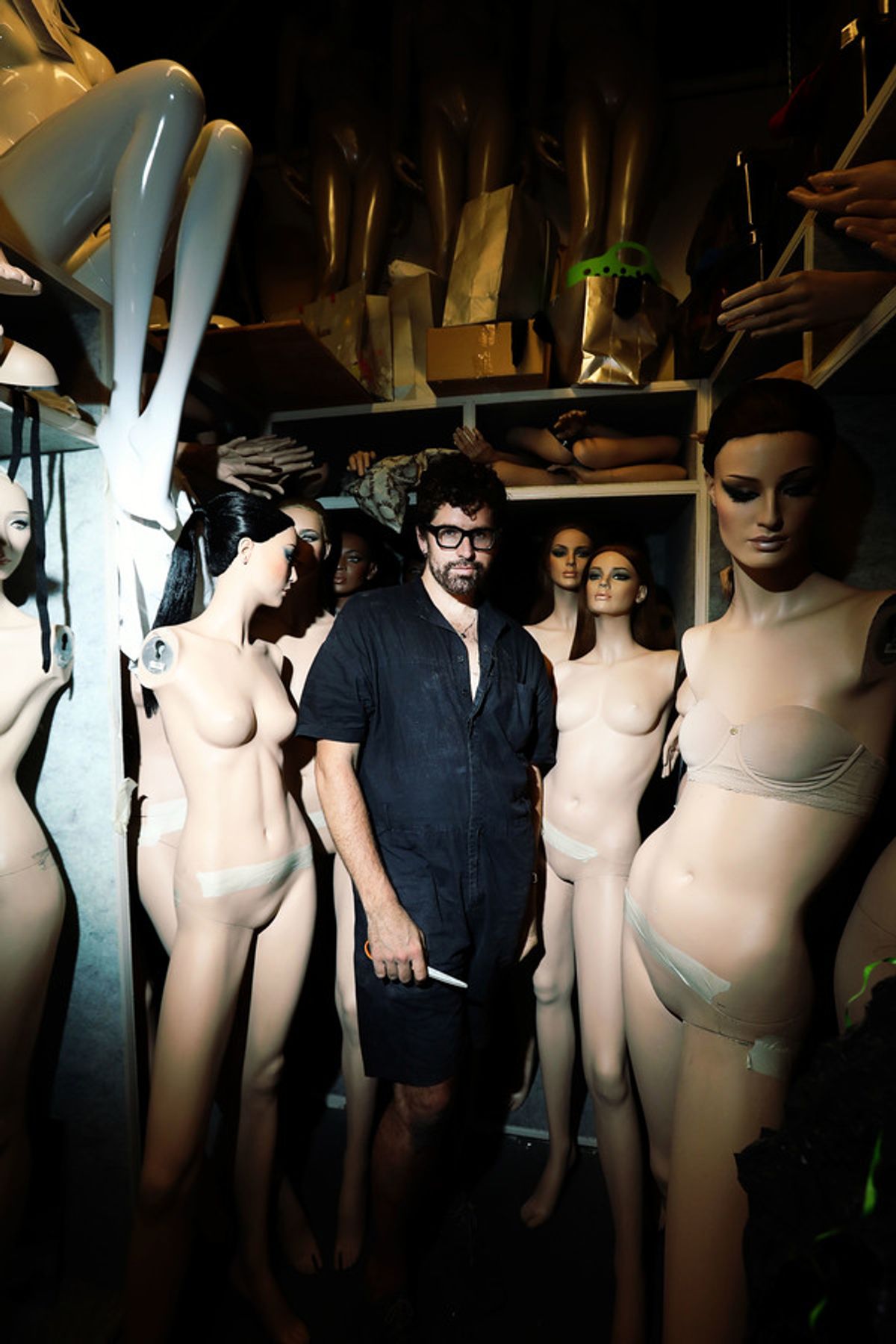 Machine Dazzle among Nieman Marcus's mannequins at 