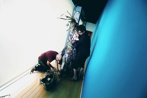 Machine Dazzle installing a mannequin at Nieman Marcus Photo