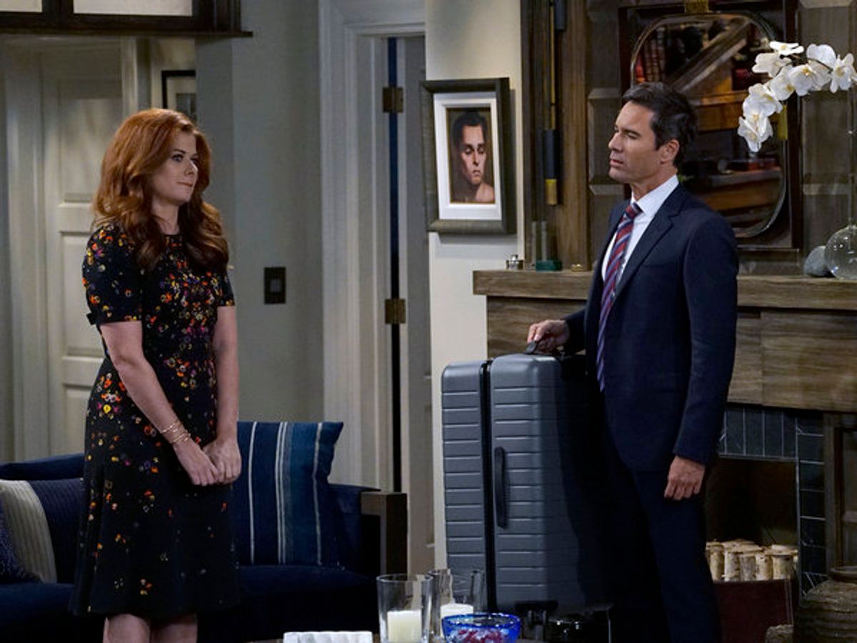 WILL & GRACE -- '11 Years Later' Episode 101 --  Pictured: (l-r) Debra Messing as Grace Adler, Eric McCormack as Will Truman -- (Photo by: Chris Haston/NBC) at 