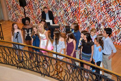 Joe Baker (Musical Director) and the cast-Madison Mullahey, Carrie Berk, Abigail Shap Photo