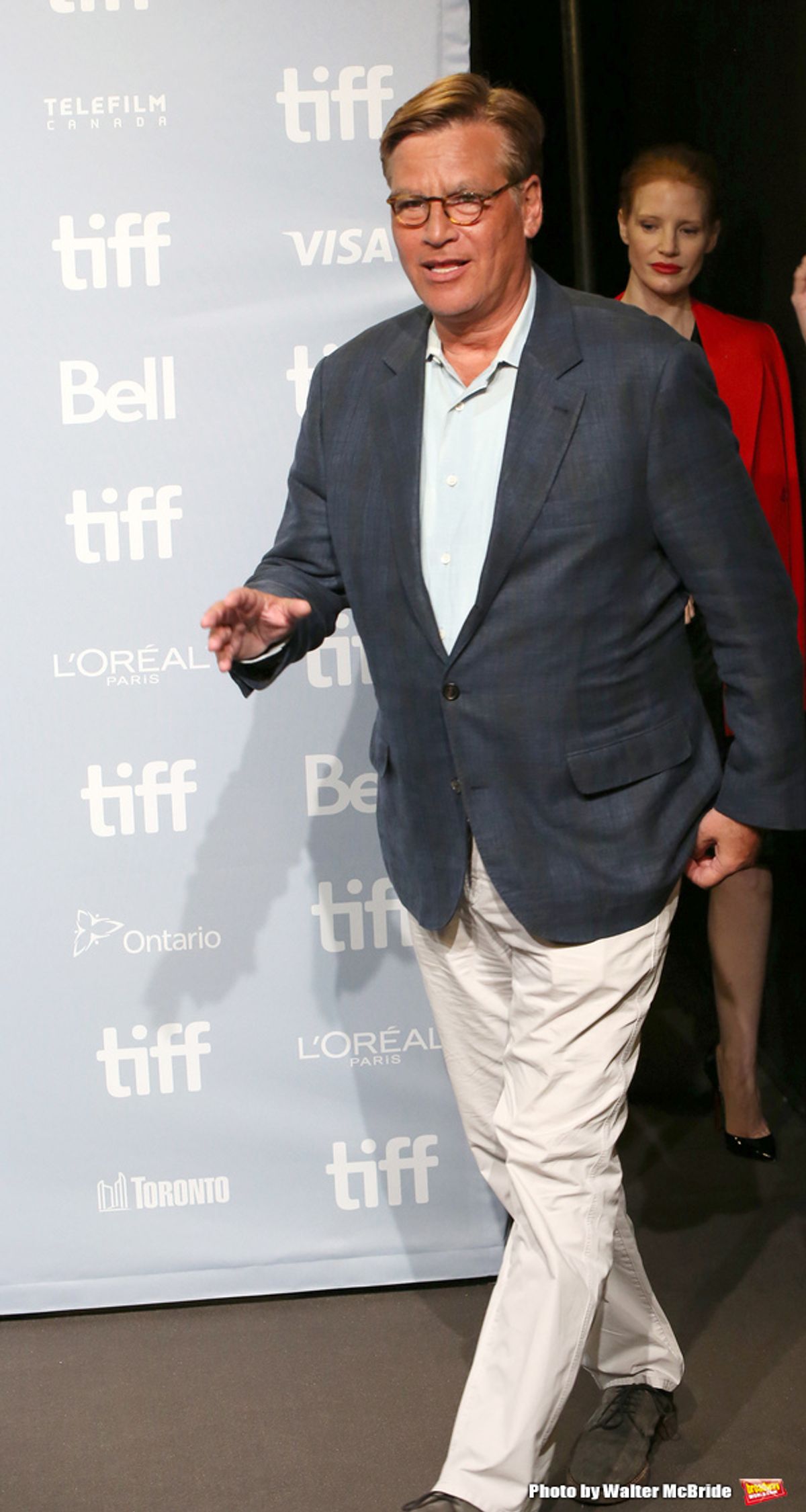 Aaron Sorkin and Jessica Chastain at 