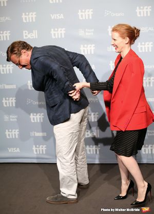 Aaron Sorkin and Jessica Chastain  Photo