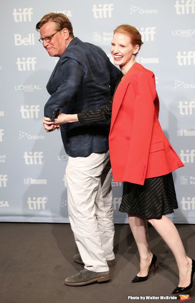 Aaron Sorkin and Jessica Chastain  Photo