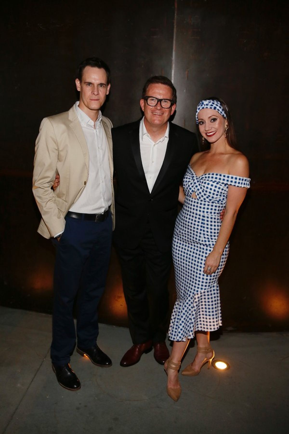Company member Sam Archer, choreographer Sir Matthew Bourne and company member Ashley Shaw at 