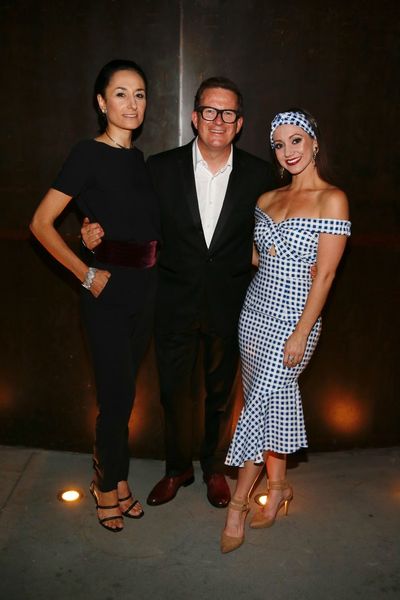 Company member Michela Meazza, choreographer Sir Matthew Bourne and company member As Photo