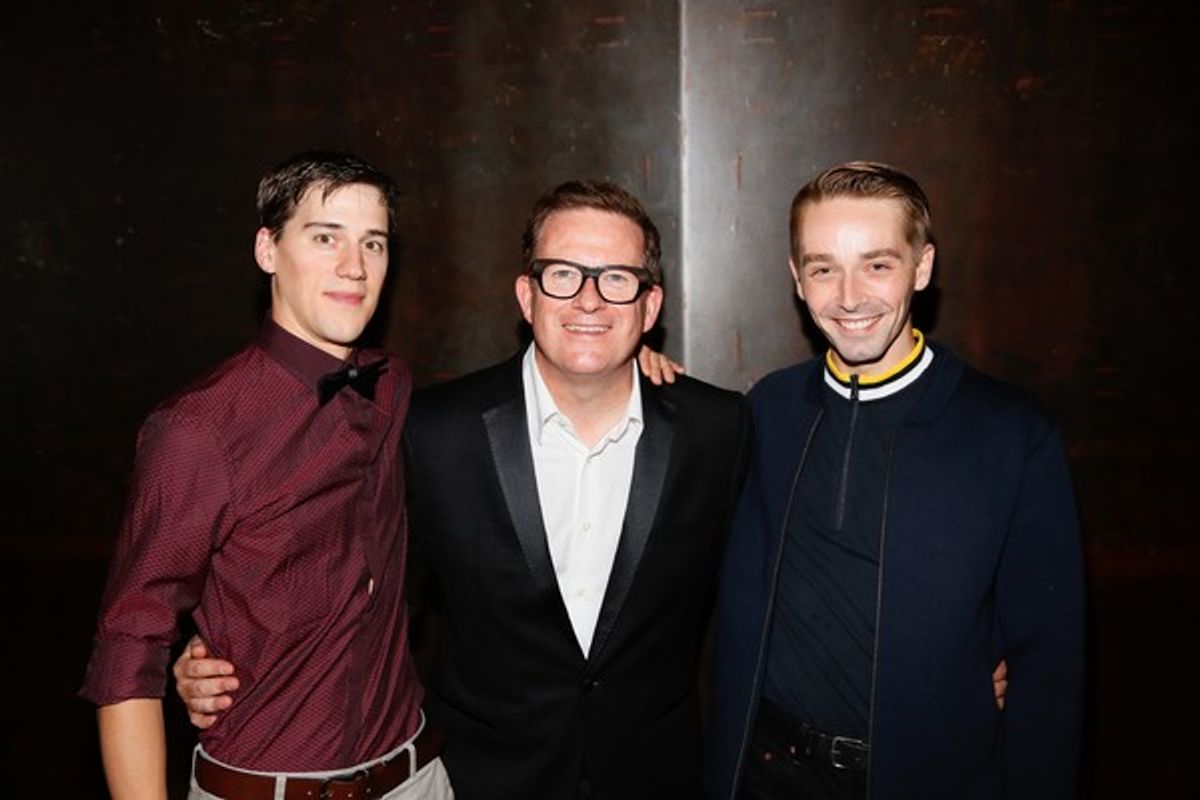 Company member Dominic North, choreographer Sir Matthew Bourne and company member Liam Mower at 