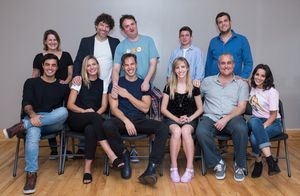 The Cast & Creative Team: (standing left to right) Kristen Rosenfeld (music director), Paul Stancato (director), Bob McSmith (book/lyrics), Tobly McSmith (book lyrics), Assaf Gleizner (music); (seated left to right) Alan Trinca, Patricia Sabulis, LandonZw @ BroadwayWorld The Cast & Creative Team: (standing left to right) Kristen Rosenfeld (music director) Photo
