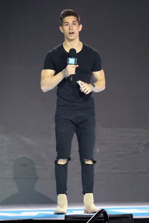 Actor Brandon Larracuente speaks onstage at WE Day UN. (Photo by Monica Schipper/Gett Photo