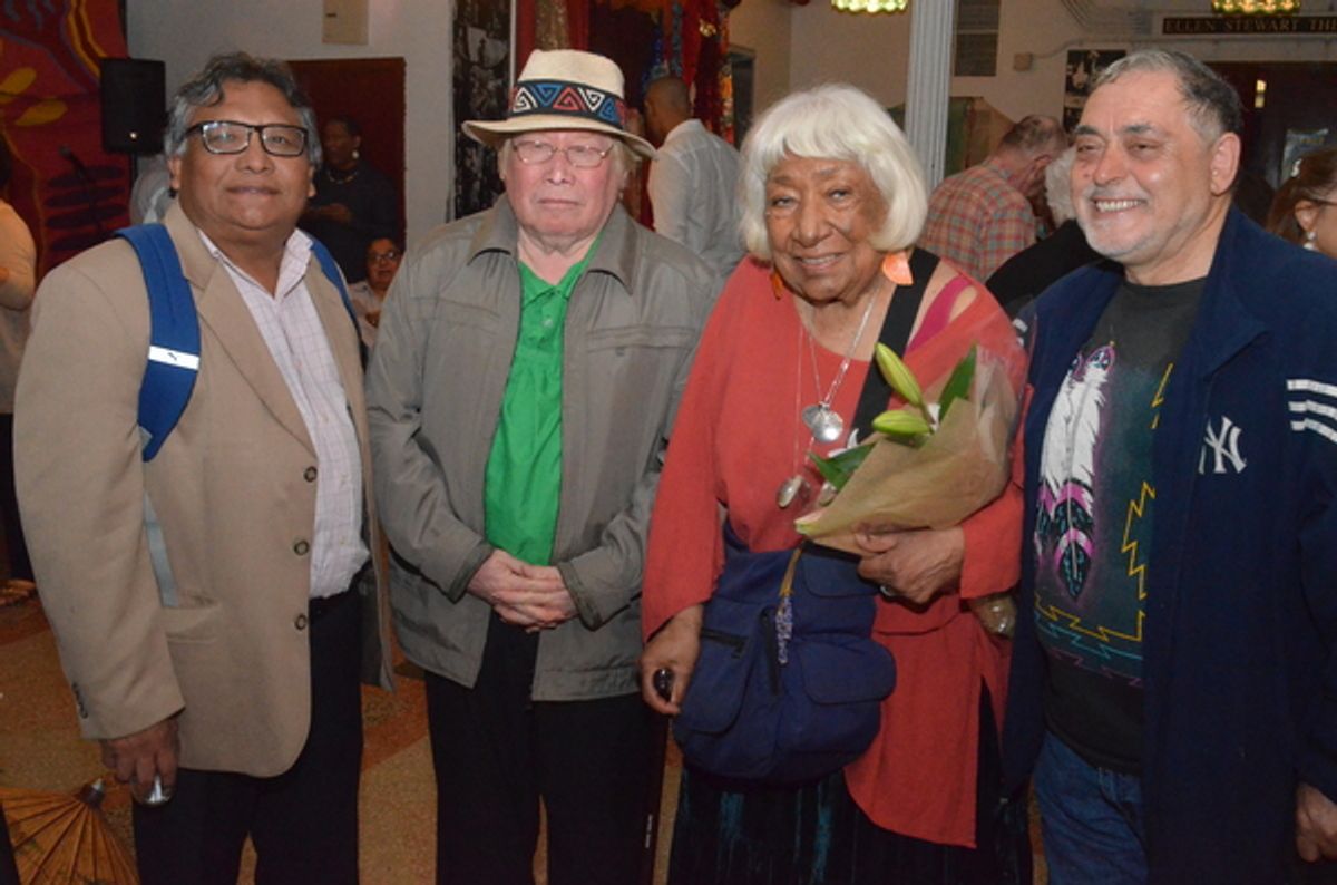 Sagladummad Maximiliano Ferrer-Iguayoikiler -- the Silar, or Chief, from the Island of Nargana -- with Gloria Miguel, founding member, Spiderwoman Theater at 