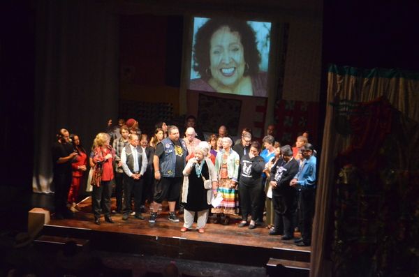 Muriel Miguel surrounded by 40th Anniversary performers, Loose Change Productions sta Photo