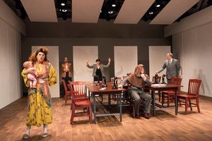 The company of Elevator Repair Service's MEASURE FOR MEASURE, running at The Public T Photo