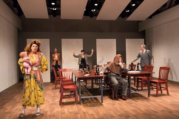 The company of Elevator Repair Service's MEASURE FOR MEASURE, running at The Public T Photo