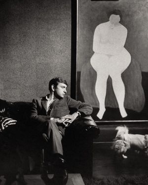 Portrait of Edward Albee in his Tribeca loft, featuring Milton Averyâ€™s Meditat Photo