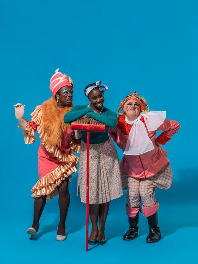 Aisha Jawando as Cinderella with Kat B and Tony Whittle as the Ugly Sisters Photo