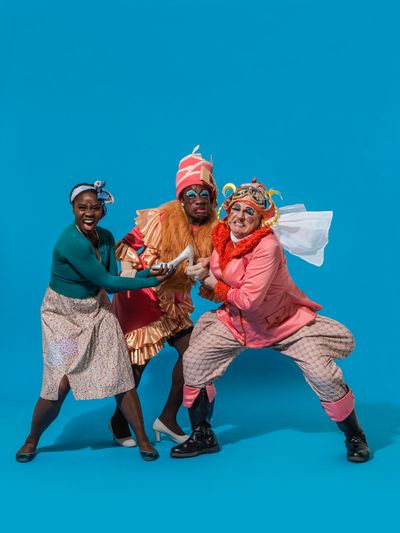 Aisha Jawando as Cinderella with Kat B and Tony Whittle as the Ugly Sisters Photo