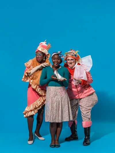 Aisha Jawando as Cinderella with Kat B and Tony Whittle as the Ugly Sisters Photo