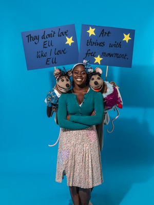 Aisha Jawando with Duchess the Mouse and Duke the Mouse @ BroadwayWorld Aisha Jawando with Duchess the Mouse and Duke the Mouse Photo