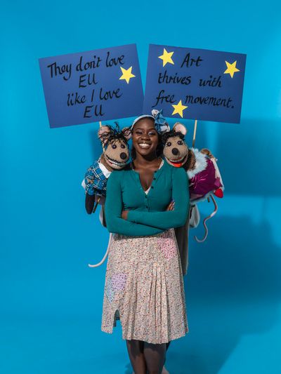 Aisha Jawando with Duchess the Mouse and Duke the Mouse Photo