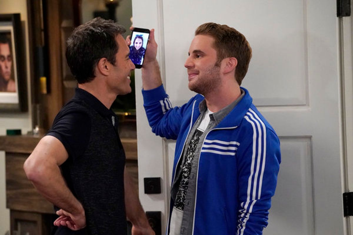 WILL & GRACE -- 'Who's Your Daddy?' Episode 102 --  Pictured: (l-r) Eric McCormack as Will Truman, Ben Platt as Blake -- (Photo by: Chris Haston/NBC) at 