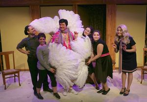 (center) Ed Jones as Uncle Arthur with (left to right) Travis Monroe Neese, Sarah Taylor, Jennifer Ledesma, Kira Gaudynski and Elizabeth Morgan as Samantha in Hell in a Handbag Productions’ world premiere musical BEWILDERED. Photo by Rick Aguilar Studio @ BroadwayWorld (center) Ed Jones as Uncle Arthur with (left to right) Travis Monroe Neese, Sarah Tay Photo