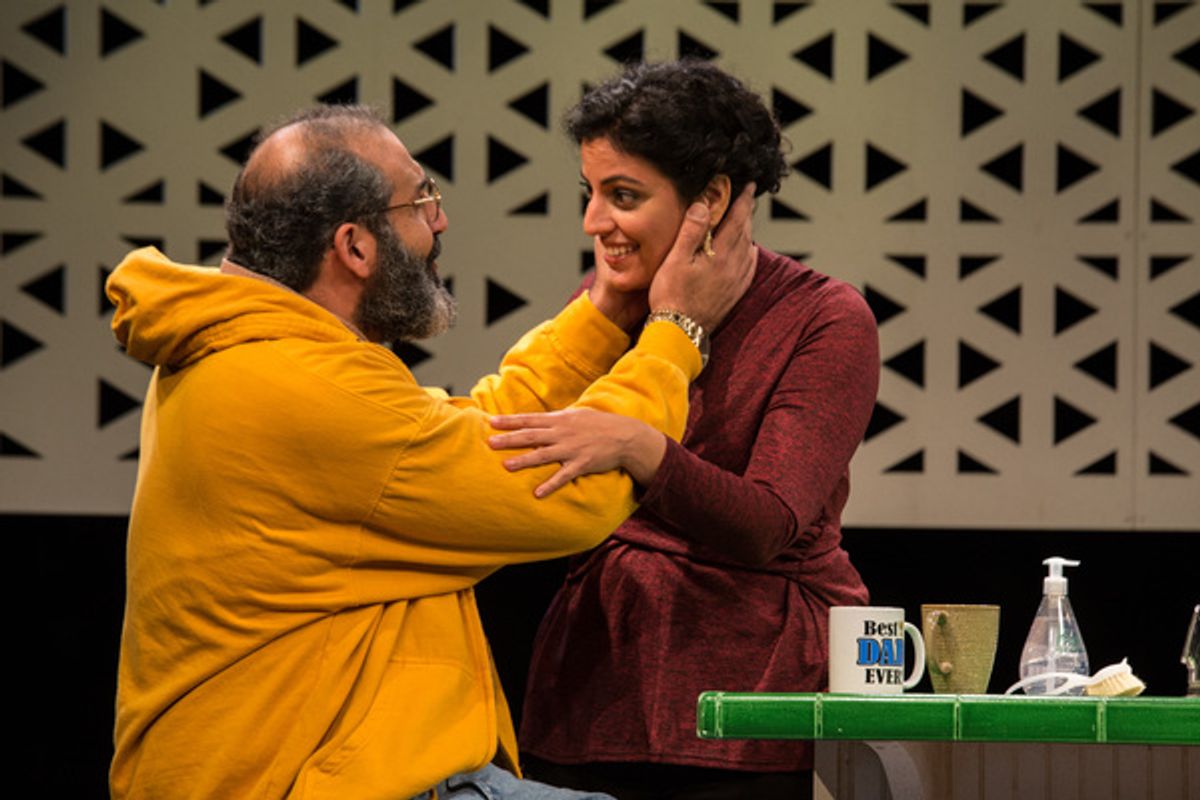 Milwaukee Repertory Theater presents The Who & The What in the Stiemke Studio from September 27 to November 5, 2017. Left to Right: Brian Abraham and Soraya Broukhim.  Photo by Tony Duvall. at 