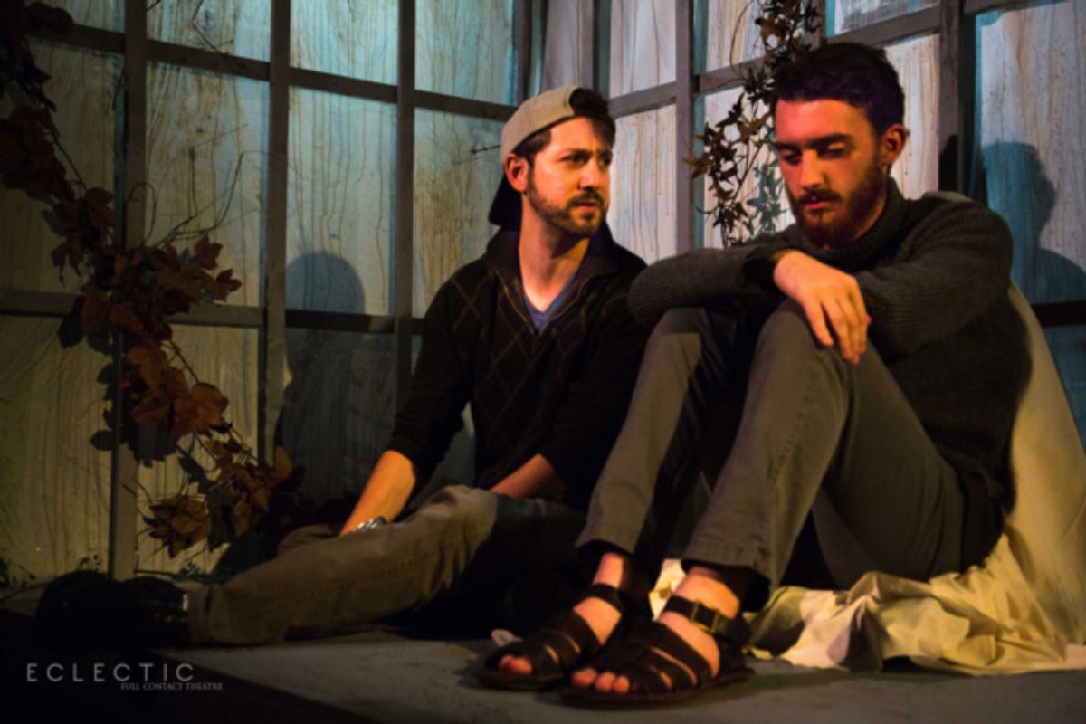 Butch Honeywell (Andy Blaustein) shares the verdict with Judas (Alexander Utz) in THE LAST DAYS OF JUDAS ISCARIOT at Eclectic Full Contact Theatre.

Tickets available now at eclectic-theatre.com at 