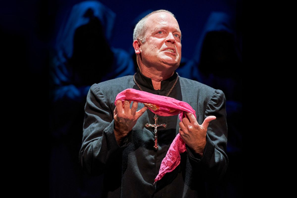 Dom Claude Frollo (Tom Ford*) struggles with newfound temptation. at 